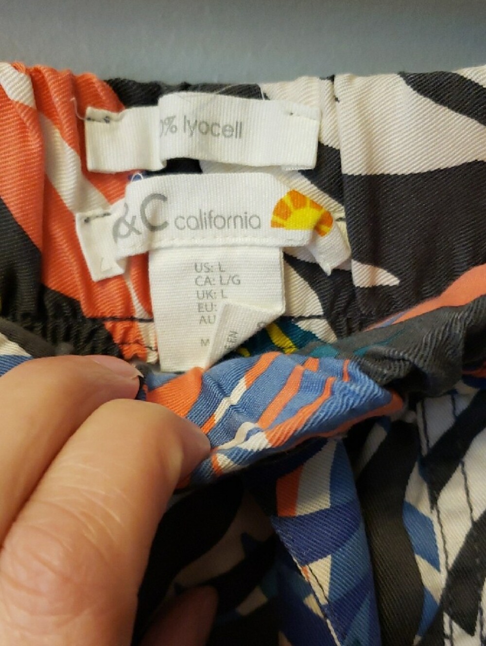 C&C California Tropical Print Drawstring Pants - Blue, Coral, Black - Picture 5 of 9
